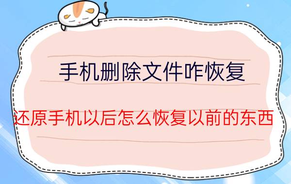 手机删除文件咋恢复 还原手机以后怎么恢复以前的东西？